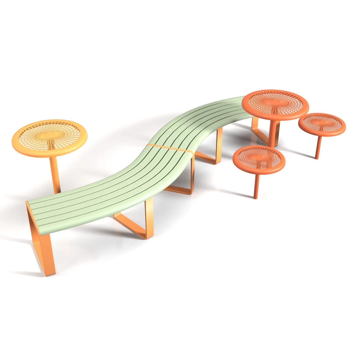 Linea Curved Seat and Bench 3D Model_01